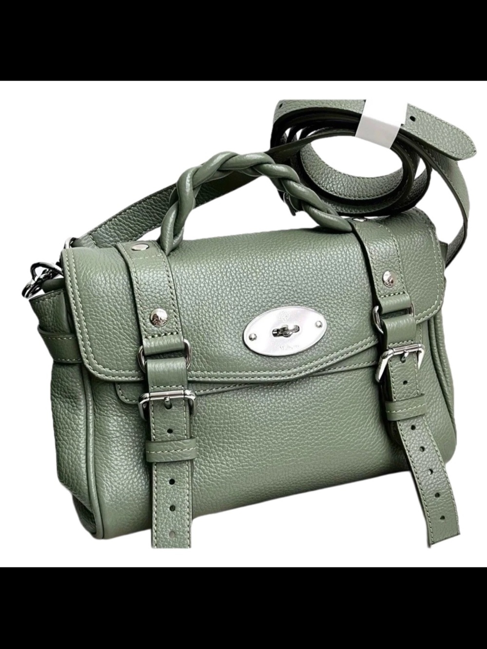 Mulberry Sage Green Pebbled Leather Shoulder Bag